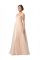 Best Illusion Sleeves Tulle Bridesmaid Dress with Shirred Bodice and Sweetheart Neckline UK
