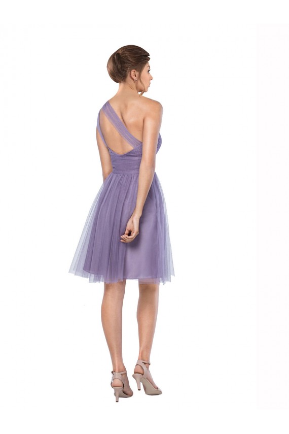 Best One Shoulder Short Knee Length Tulle Bridesmaid Dress UK