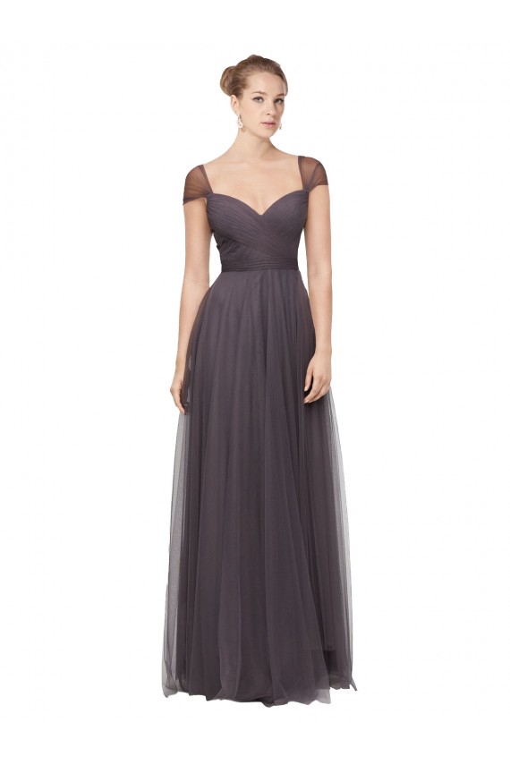 Best Sweetheart Neckline Long Tulle Bridesmaid Dress with Straps UK