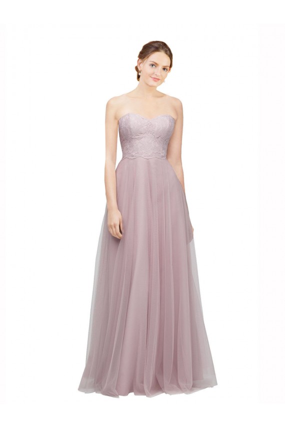 Best Sweetheart Neckline Long Tulle Bridesmaid Dress with Lace Bodice UK