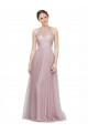 Best High Neck Long Tulle Bridesmaid Dress with Lace Bodice UK
