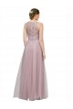 Best High Neck Long Tulle Bridesmaid Dress with Lace Bodice UK