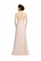 Best Long Draped Back A-Line Tulle Bridesmaid Dress with Pleated Bodice UK