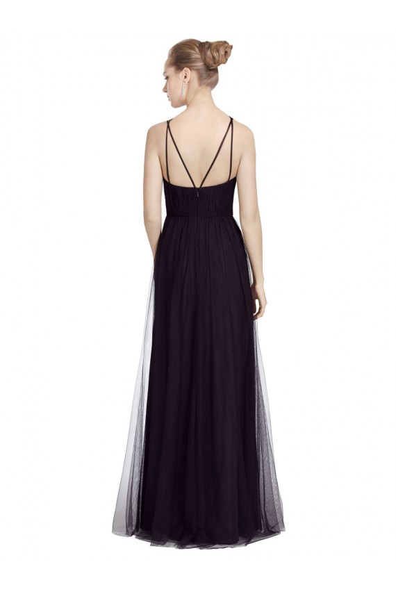 Best High Neck Long A-Line Tulle Bridesmaid Dress UK