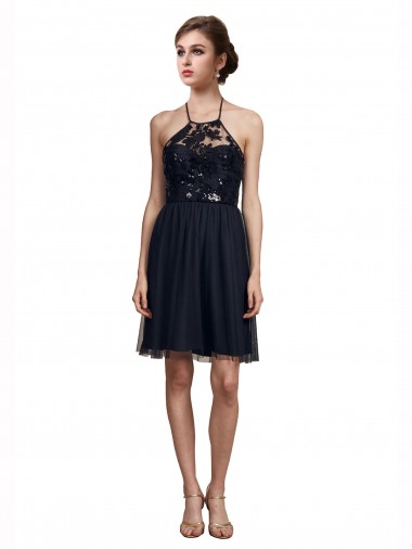 Best High Neck Illusion Bodice Bridesmaids Dress UK