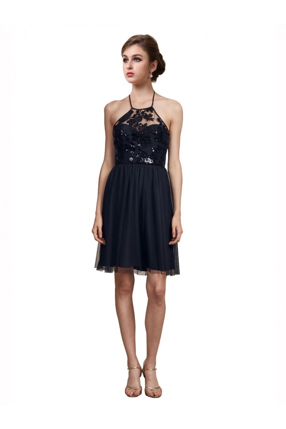 Best High Neck Illusion Bodice Bridesmaids Dress UK