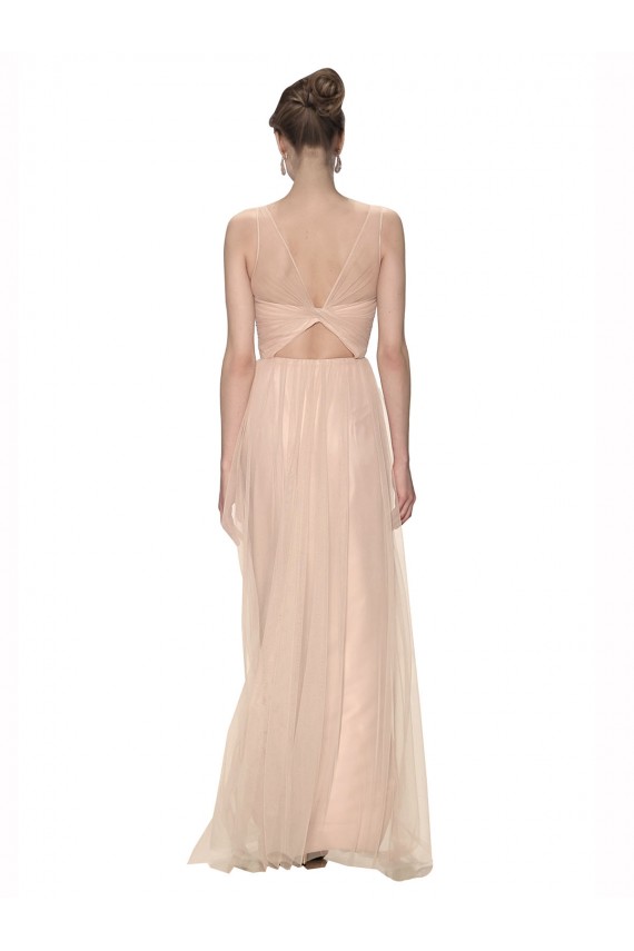 Best Long Tulle Bridesmaid Dress with Illusion Neck UK