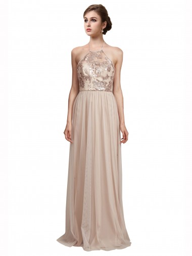 Best Sweetheart Tulle Bridesmaid Dress with High Neck Illusion Bodice UK