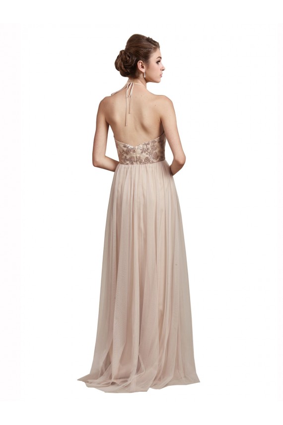 Best Sweetheart Tulle Bridesmaid Dress with High Neck Illusion Bodice UK