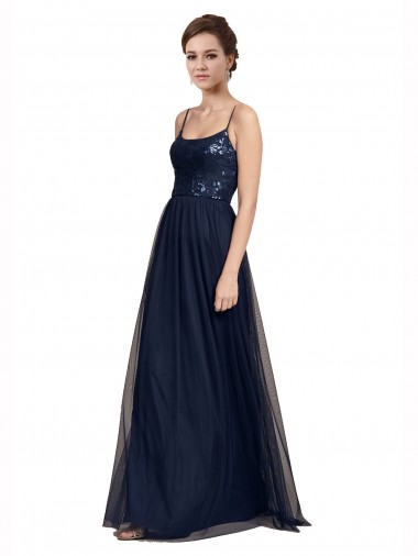 Best Spaghetti Strap Tulle Bridesmaids Dress with Ballerina Neckline UK