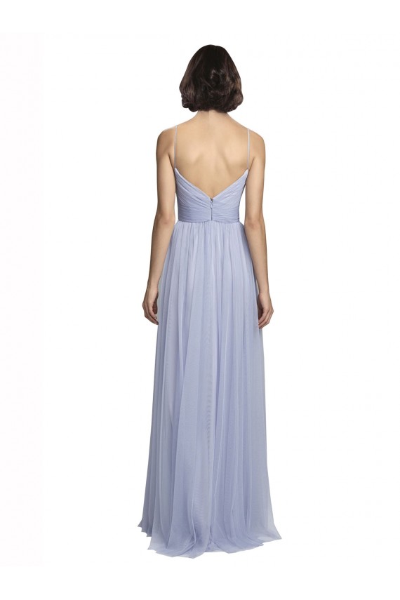 Best Spaghetti Strap Tulle Bridesmaids Dress with Ruched Bodice UK
