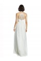 Best High Neckline Long Tulle Bridesmaid Dress with Illusion Front UK