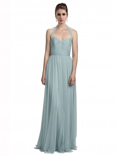 Best Halter Ruched Sweetheart Neckline Tulle Bridesmaid Dress UK