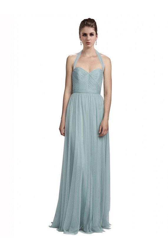 Best Halter Ruched Sweetheart Neckline Tulle Bridesmaid Dress UK