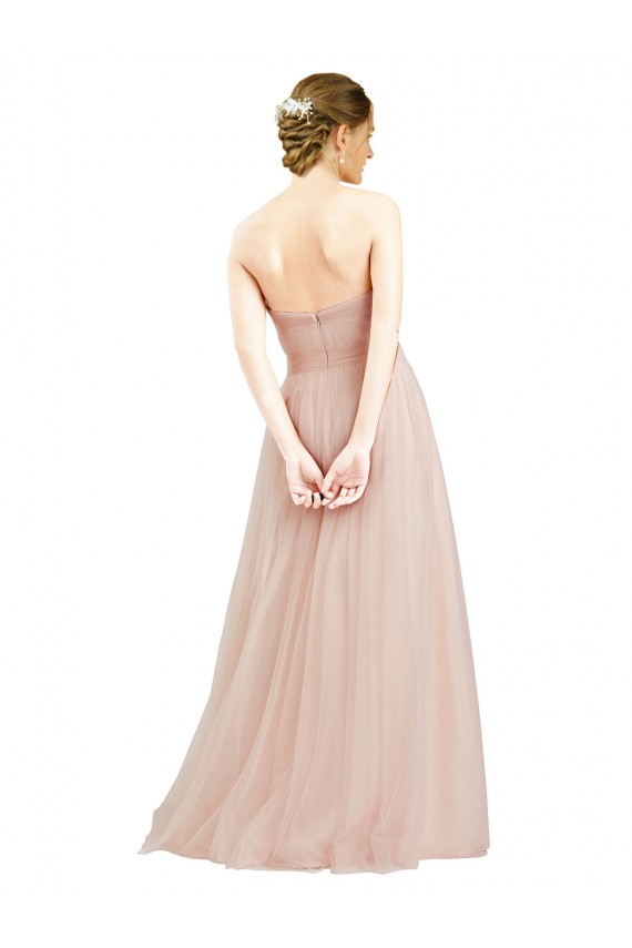 Best Floor Length Sweetheart Tulle Bridesmaid Dress with Open Back UK