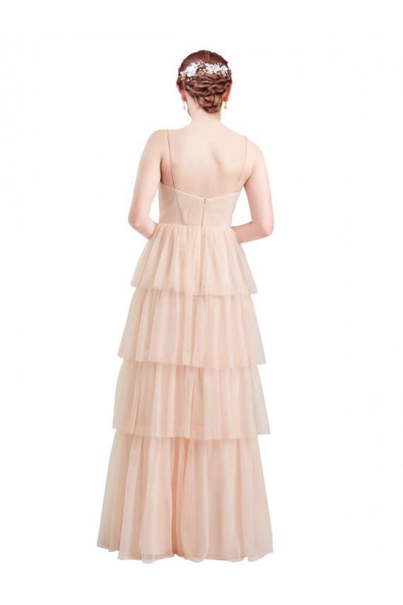 Best V-Neck A-Line Layered Long Tulle Bridesmaid Dress UK
