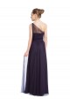 Best Ruched Long Soft Tulle Bridesmaid Dress with Sheer Netting Shoulder Strap UK