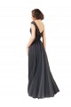 Best Long Bateau Tulle Bridesmaid Dress with Lace Bodice UK