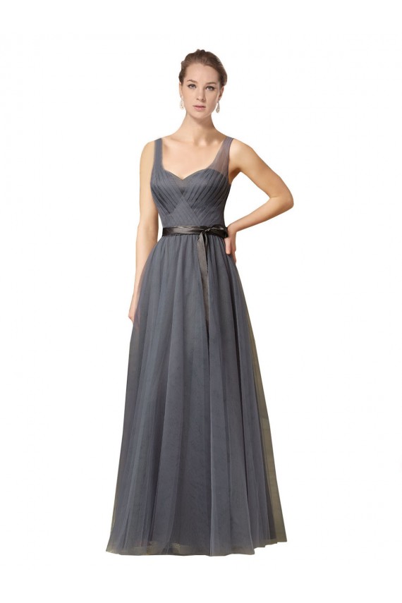 Best Sweetheart Long Tulle Bridesmaid Dress with Sash UK