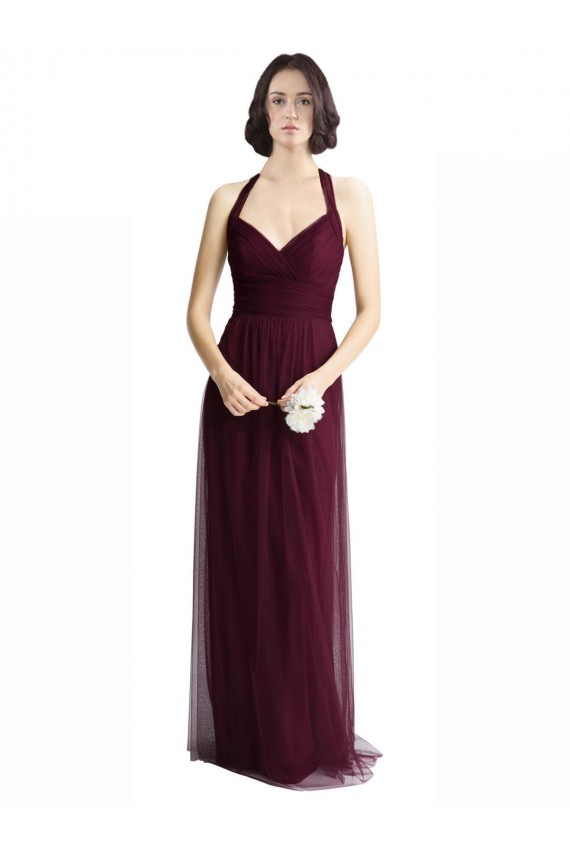 Best Long Tulle Bridesmaid Dress with Criss-Cross Bodice and Self Straps UK