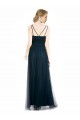 Best Full Length Long Tulle Bridesmaid Dress with V-Neck Criss-Cross Ruched Top UK