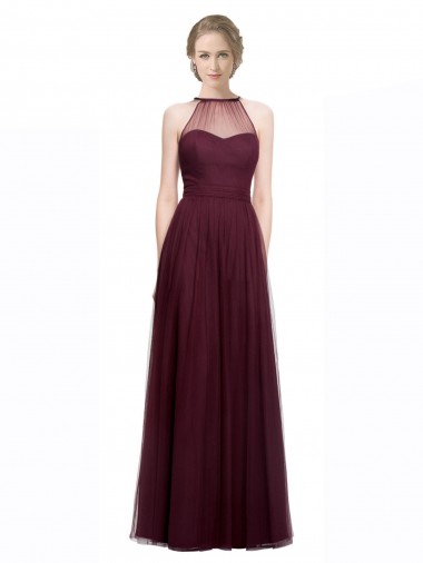 Best Full Length Soft Tulle Spaghetti Strap Bridesmaid Dress UK