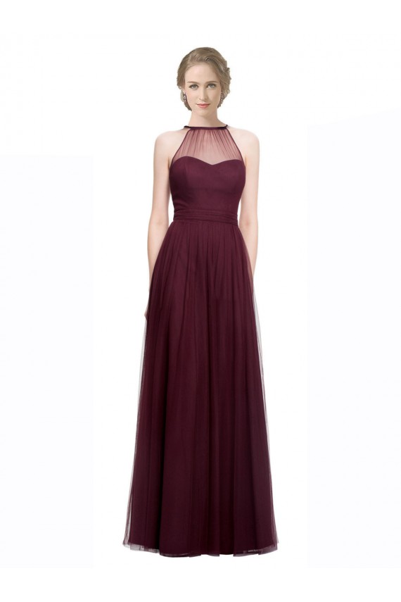Best Full Length Soft Tulle Spaghetti Strap Bridesmaid Dress UK