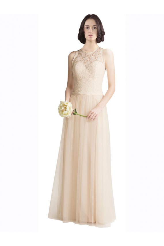 Best Full Length Tulle Bridesmaid Dress with Corded Lace Over Sweetheart Neckline UK
