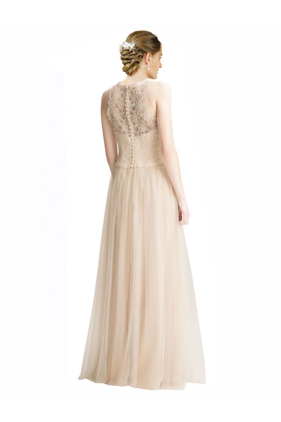 Best Full Length Tulle Bridesmaid Dress with Corded Lace Over Sweetheart Neckline UK