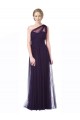 Best One Shoulder Long Tulle Bridesmaid Gown with Sheer Netting Strap UK