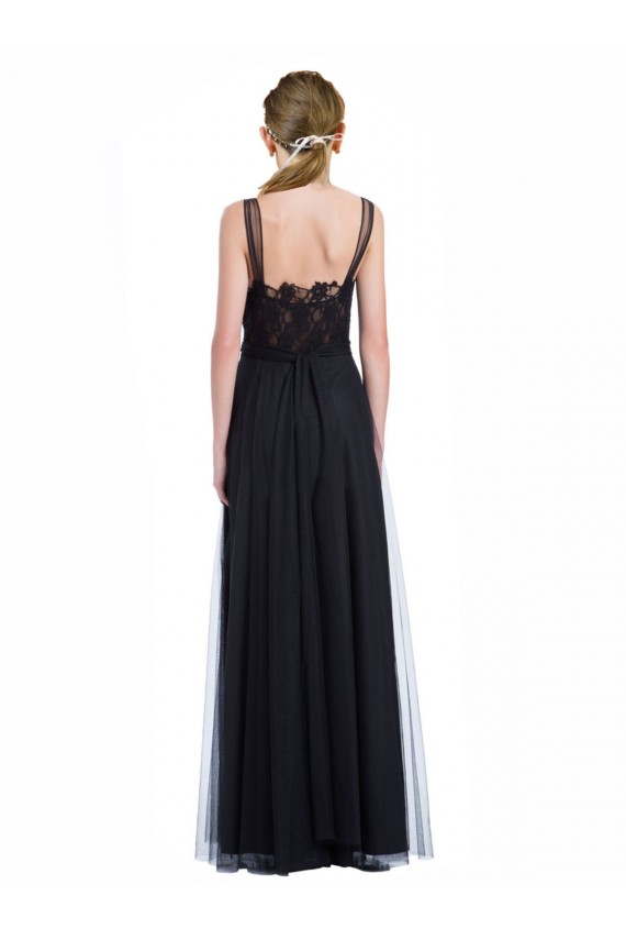 Best Full Length Tulle Bridesmaid Dress with Lace Bodice and Soft Tulle Illusion Top UK