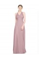 Best Ruffled Halter V-Neck Long Tulle Bridesmaid Dress with Pleats UK