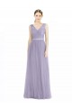 Best Wide Straps V-Neck Long Tulle Bridesmaids with Belt UK