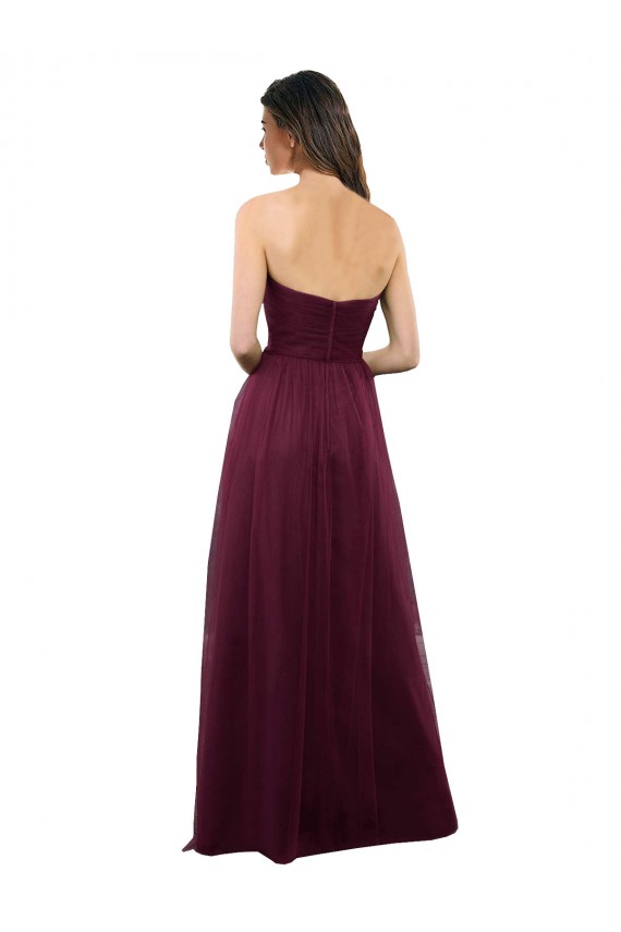 Best Strapless Tulle A-line bridesmaid dress with pleated top UK