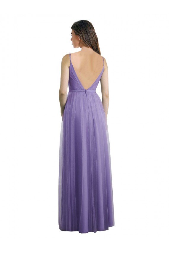 Best Sweetheart Deep V-Back Tulle Bridesmaid Dress with Draped Bodice UK