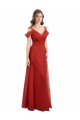Best Cold Shoulder Pleated Wrap Tulle Bridesmaid Dress with Low V-Back UK