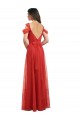 Best Cold Shoulder Pleated Wrap Tulle Bridesmaid Dress with Low V-Back UK