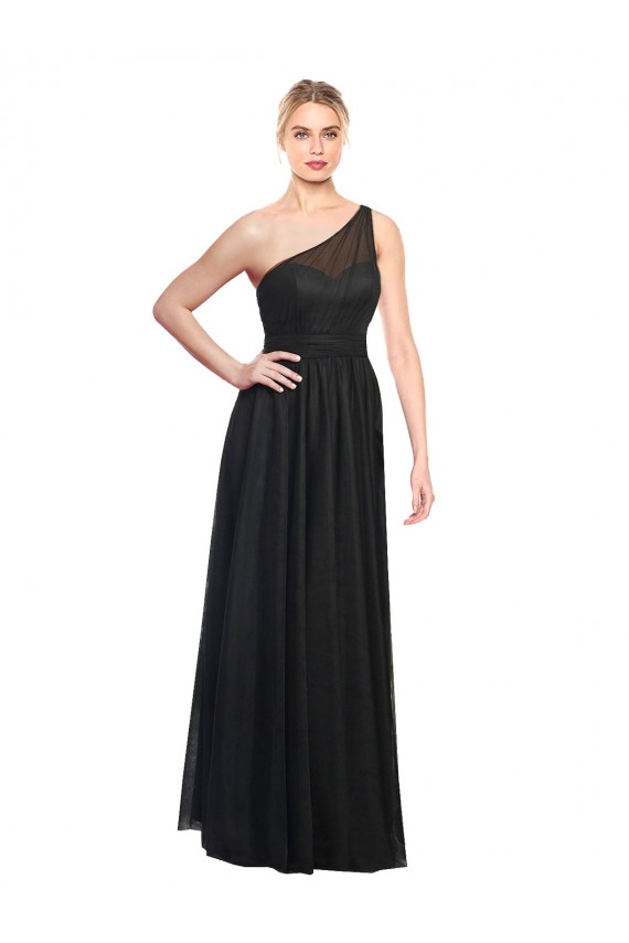 Best Ruched One Shoulder Tulle A-Line Bridesmaid Dress UK