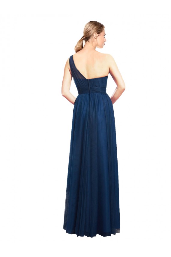 Best Ruched One Shoulder Tulle A-Line Bridesmaid Dress UK