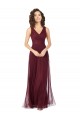 Best Long A-Line V-Neck Tulle Bridesmaid Dress UK