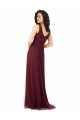 Best Long A-Line V-Neck Tulle Bridesmaid Dress UK