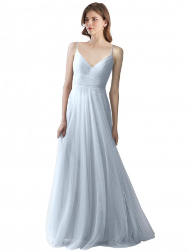 Best Wrapped Ruched Natural Waist Slim Soft Tulle Bridesmaid Dress UK