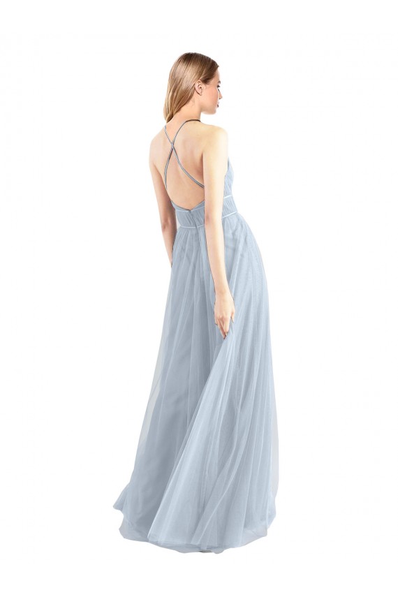 Best Halter Neckline Slim A-Line Tulle Bridesmaid Dress UK