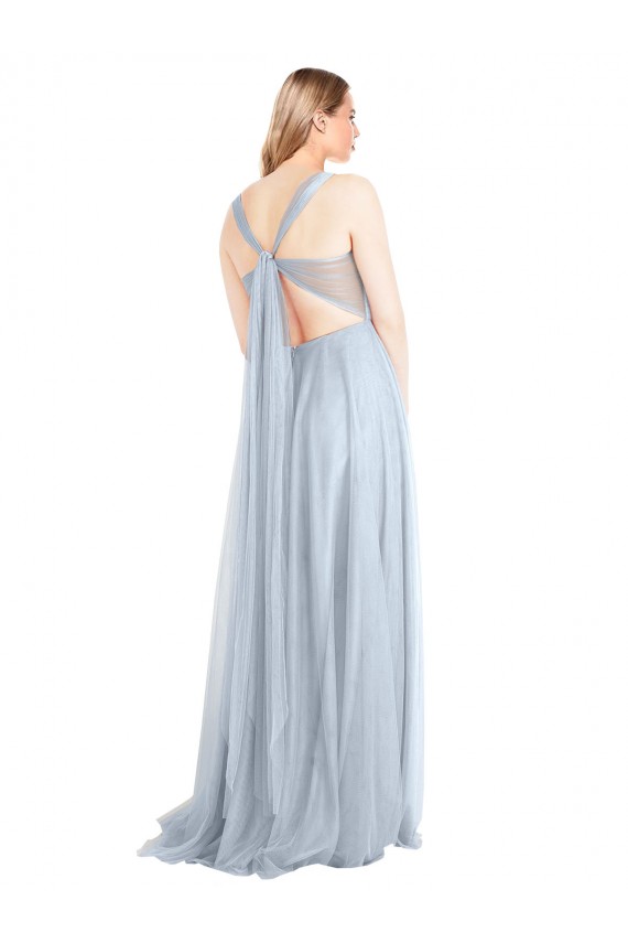 Best Sweetheart Spaghetti Straps Long Tulle Bridesmaid Dress with Criss Cross Back UK