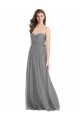 Best Shirred Strapless Bodice Long Tulle Bridesmaid Dress with Sweetheart Neckline UK