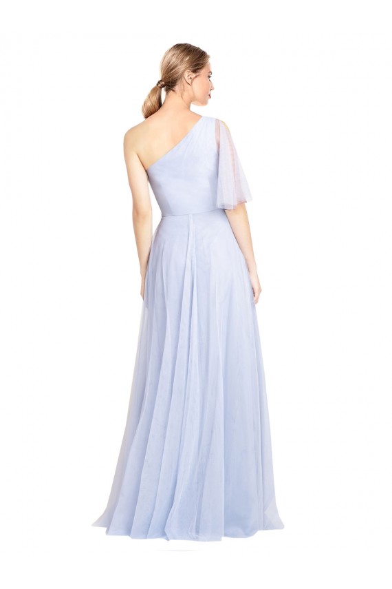 Best Flutter Sleeves One Shoulder Long Tulle Bridesmaid Dress UK