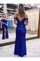Best Cold Shoulder Sleeveless Long Floor Length Velvet Sequin Prom Dress with Slit UK