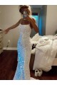 Best Long Spaghetti Straps Sleeveless Sweep Train Velvet Sequin Prom Dress UK