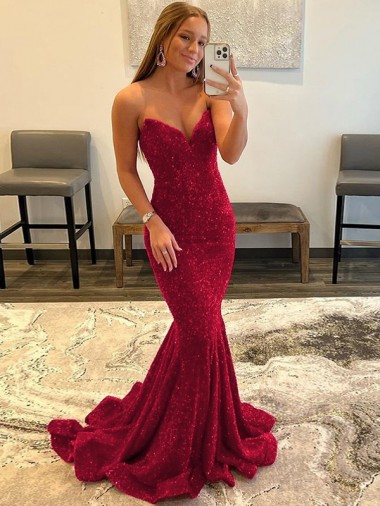 Best Sweetheart Sleeveless Long Sweep Train Velvet Sequin Prom Dress UK