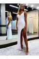 Best Sleeveless V-Neck Long Floor Length Velvet Sequin Prom Dress with Slit UK